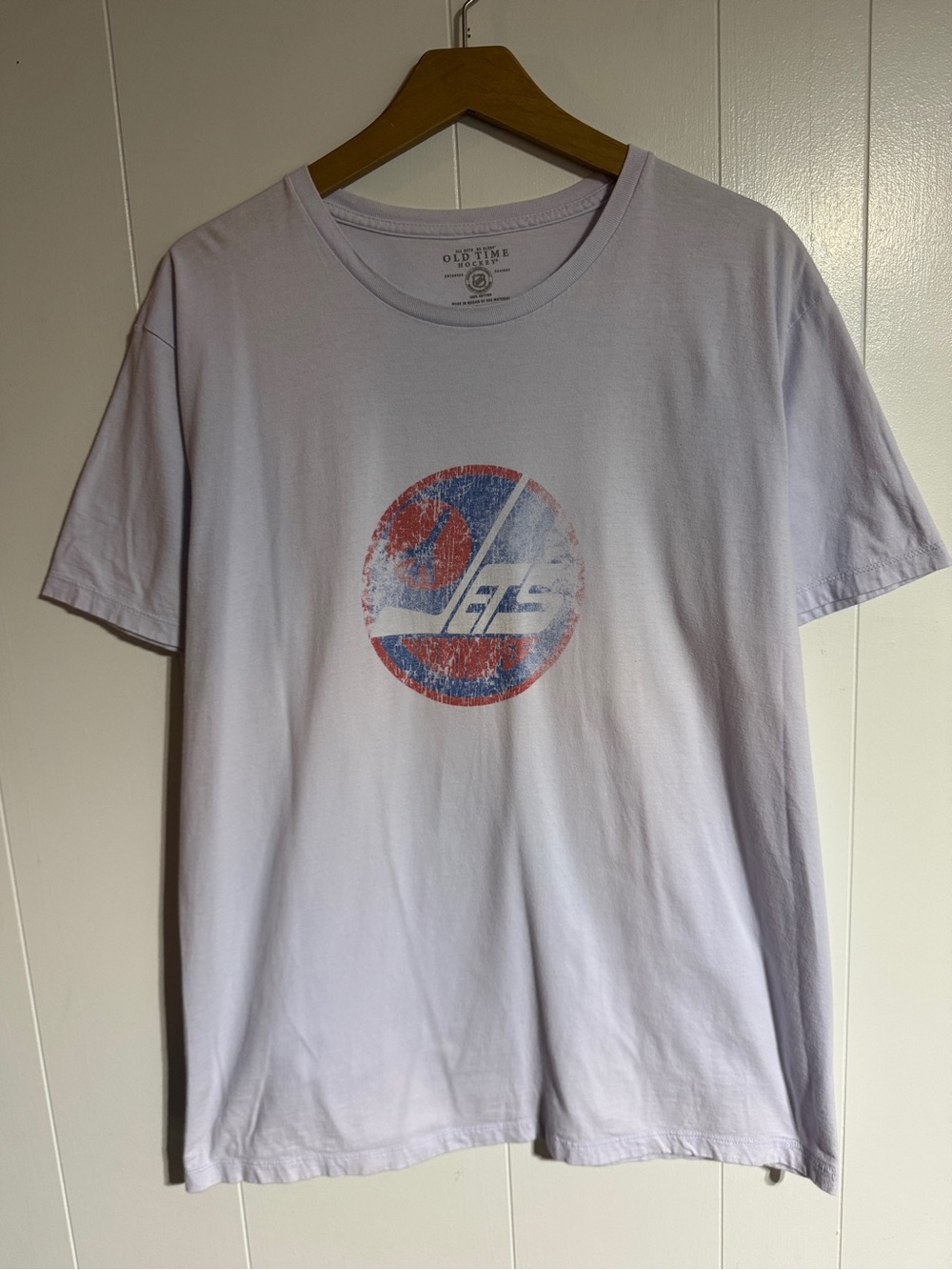 Winnipeg Jets Vintage Style Tee NHL Hockey T-shirt Pale Blue Size Large